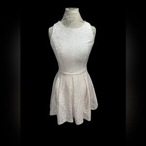 Speechless Lace Fit & Flare Mini Dress - Cream